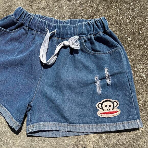 Paul Frank Y2K Denim Drawstring Shorts Julius Monkey Patch Medium - Picture 3 of 8